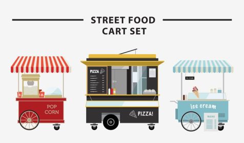 دانلود مجموعه تصویرگری وکتور سبد خرید غذای خیابانی