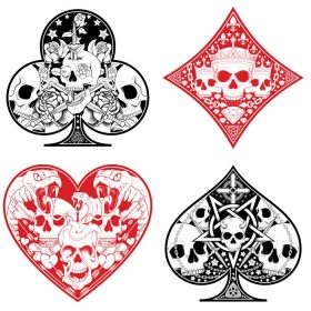 دانلود وکتور قلب الماس شبدر و نمادهای پوکر آس با طرح های مختلف جمجمه