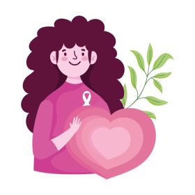 دانلود وکتور سرطان سینه آگاهی ماه زن قلب عشق طرح برگ تصویر برداری