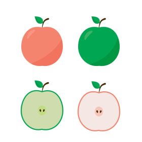 دانلود وکتور نماد سیب به سبک مسطح کامل و نیمه جدا شده روی سفید