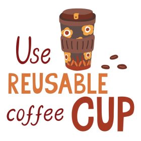 دانلود وکتور استفاده از حروف فنجان قهوه قابل استفاده مجدد با یک لیوان قهوه زیبا