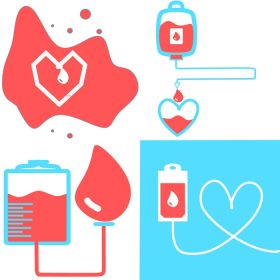 دانلود مجموعه وکتور کیسه اهدای خون با لوله ای به شکل قلب