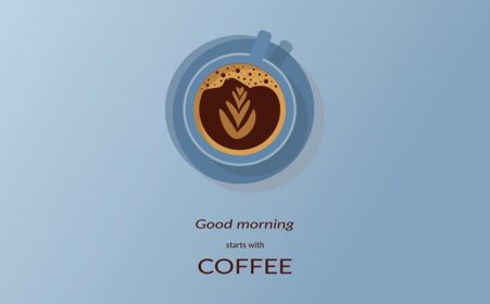 دانلود وکتور صبح بخیر شروع می شود با طرح پوستر قهوه