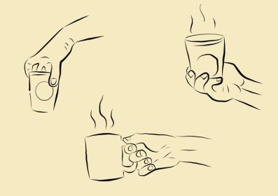 دانلود وکتور دست نگه دارید یک فنجان قهوه با دست کشیده طراحی خط جدا شده