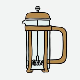 دانلود وکتور ابله طرحی با دست آزاد از دیگ پرس فرانسوی قهوه