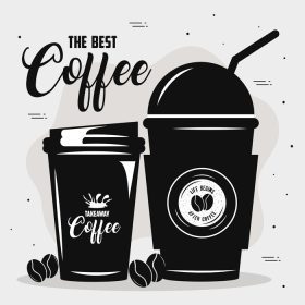 دانلود وکتور حروف نوشیدنی قهوه با قابلمه های پلاستیکی