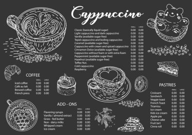 دانلود وکتور قالب طراحی منو قهوه کاپوچینو