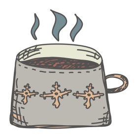 دانلود وکتور فنجان با دست زینت کریسمس با نوشیدنی قهوه چای کشیده شده است