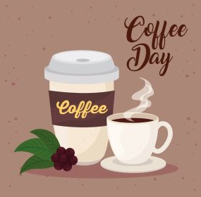 دانلود وکتور پوستر روز بین المللی قهوه با فنجان قهوه