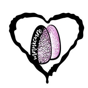دانلود وکتور ناخن نقاشی شده با قلب مانیکور زیبا با درخشش