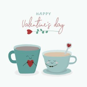 دانلود وکتور فنجان با خط قلب و نماد جامد، تصویر فنجان قهوه عاشقانه جدا شده بر روی فنجان نوشیدنی داغ سفید با طرحی به سبک طرح کلی بخارپز شکل قلب