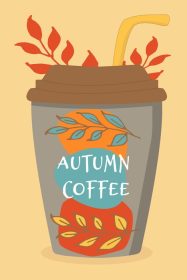 دانلود وکتور لیوان قابل استفاده مجدد با حروف قهوه قهوه پاییزی