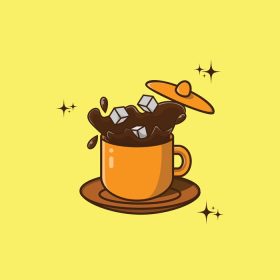 دانلود وکتور کارتونی آیکون وکتور تصویر یک فنجان قهوه با