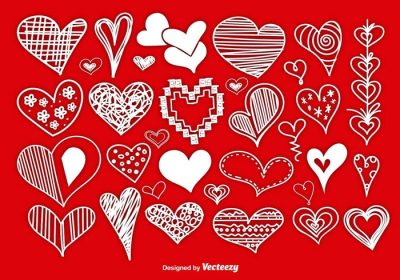 دانلود مجموعه وکتور سبک های مختلف قلب های عشقی دستی برای طراحی دفترچه یادداشت