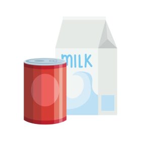 دانلود وکتور غذا در قوطی با آیکون جدا شده شیر