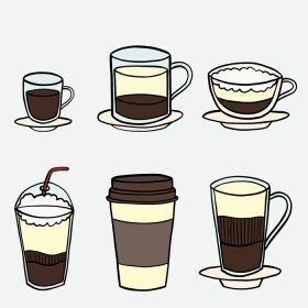 دانلود وکتور ابله طرحی با دست آزاد از فنجان قهوه