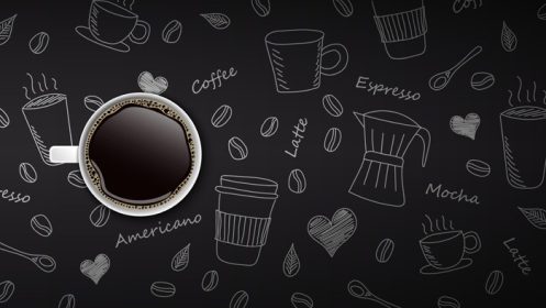 دانلود وکتور فنجان قهوه روی پس زمینه قهوه ابله کشیده شده