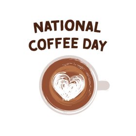 دانلود وکتور لوگوی وکتور روز ملی قهوه با دست کشیده شده