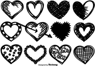 دانلود مجموعه وکتور مجموعه ای از نمادهای قلب طرح دار عناصر وکتور روز ولنتاین