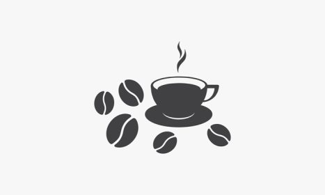 دانلود وکتور فنجان قهوه با آیکون دانه قهوه وکتور طراحی لوگو بر روی سفید