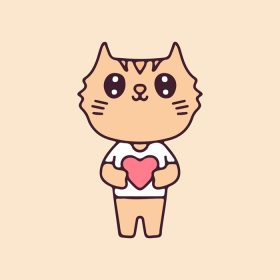 دانلود وکتور کارتونی گربه کاوائی وکتور نگه داشتن قلب مناسب برای مهد کودک