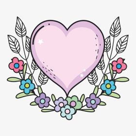 دانلود وکتور قلب با گل و برگ به روز ولنتاین وکتور تصویر