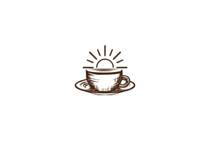 دانلود وکتور یکپارچهسازی با سیستمعامل قدیمی صبح طلوع آفتاب با لیوان قهوه برای کافه