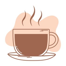 دانلود وکتور نوشیدنی داغ قهوه روی آیکون ظرف و پر