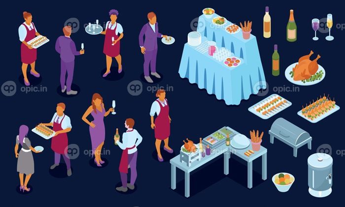 دانلود وکتور سرویس ضیافت مجموعه ایزومتریک