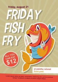 دانلود وکتور طرح تبلیغاتی ماهی سرخ شده جمعه