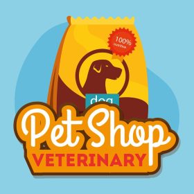 دانلود وکتور پت شاپ دامپزشکی با کیسه غذا برای سگ