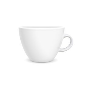 دانلود وکتور فنجان قهوه سفید سبک فوتورئالیستی جدا شده در پس زمینه سفید