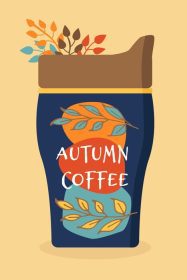 دانلود وکتور بنر مفهومی فصلی فنجان قهوه پاییزی برای پوستر کافی شاپ