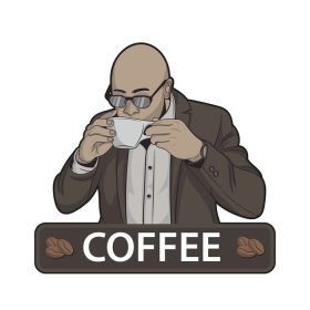 دانلود وکتور تاجر در حال نوشیدن قهوه مرد در دست گرفتن فنجان خوب برای