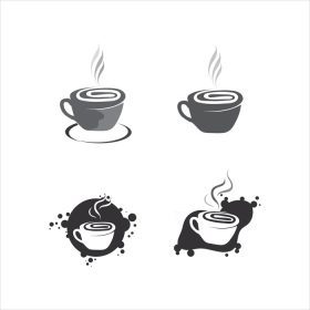 دانلود وکتور قالب آرم فنجان قهوه آیکون لیوان مجموعه کافه نوشیدنی داغ