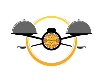 دانلود وکتور پیتزا پهپاد پرنده با بشقاب غذا