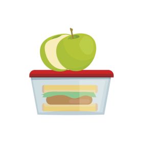دانلود وکتور جعبه ناهار میوه سبزیجات کودکان شام ناهار نوشیدنی غذاها