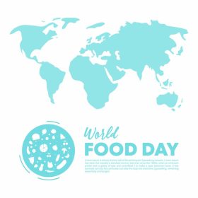 دانلود وکتور رنگ آبی روز جهانی غذا با نقشه و عناصر ابله غذا
