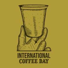 دانلود وکتور دستی لیوان روز جهانی قهوه برای جشن