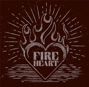 دانلود وکتور آتش قلب تصویر کشیده شده با دست روی وکتور پس زمینه قهوه ای