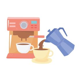 دانلود وکتور روز جهانی قهوه ساز فنجان و کتری ریختن نوشیدنی وکتور تصویر