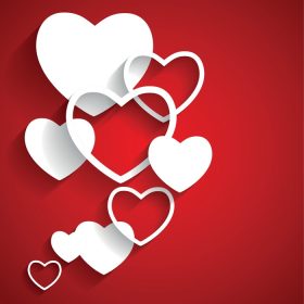 دانلود وکتور کارت تبریک روز ولنتاین با تصویر وکتور قلب تخت