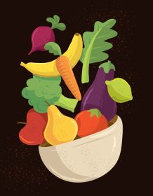 دانلود تصویر برداری از انواع میوه ها و سبزیجات