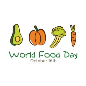 دانلود وکتور حروف جشن روز جهانی غذا با طرح وکتور به سبک مسطح سبزیجات