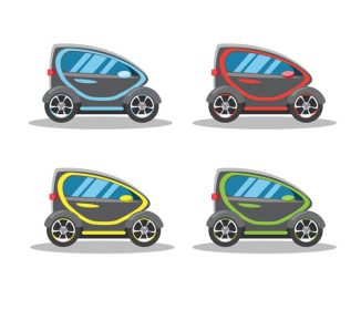 دانلود مجموعه آیکون مفهومی خودروی الکتریکی وکتور ماشین کوچک شهری ساب کامپکت