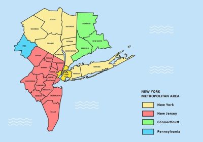 دانلود وکتور نقشه نیویورک با مناطق اطراف