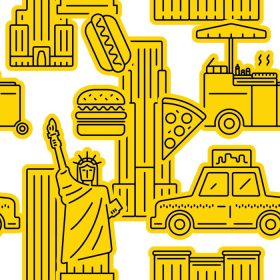 دانلود وکتور شهر نیویورک زرد الگوی وکتور بدون درز