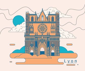 دانلود وکتور کلیسای جامع سنت ژان در لیون با معماری شگفت انگیز