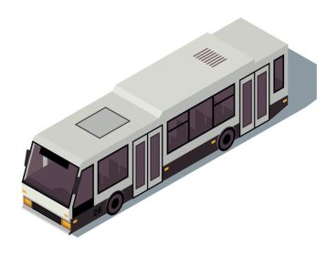 دانلود وکتور اتوبوس ایزومتریک وکتور رنگی تصویر شهر عمومی