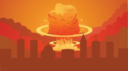 دانلود وکتور بمب اتمی انفجار هسته ای نارنجی روشن آتشین
